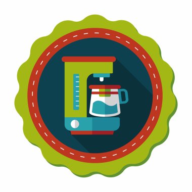 Kahve makinesi düz simgesi, uzun gölge, eps10