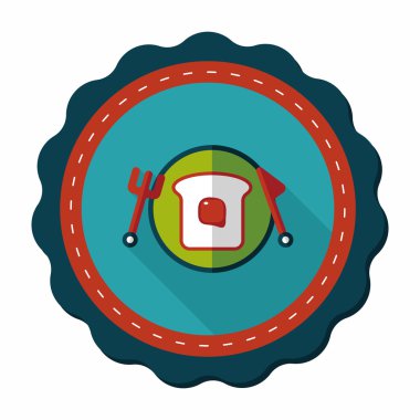 Uzun Gölge, eps10 ile kahvaltı tost düz simgesi