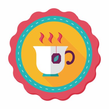 sıcak çay uzun gölge, eps10 düz simgesiyle