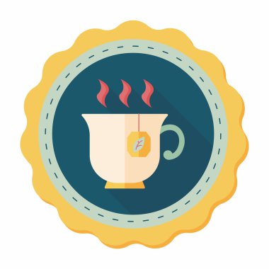 sıcak çay uzun gölge, eps10 düz simgesiyle