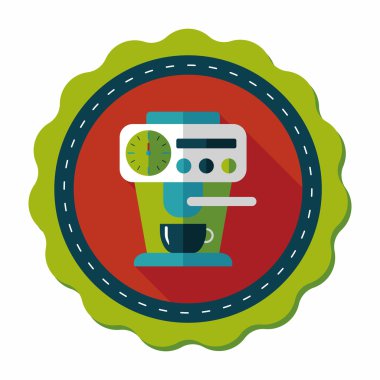 Kahve makinesi düz simgesi, uzun gölge, eps10