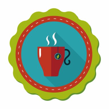 sıcak çay uzun gölge, eps10 düz simgesiyle