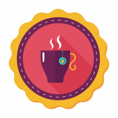 sıcak çay uzun gölge, eps10 düz simgesiyle