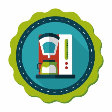 Kahve makinesi düz simgesi, uzun gölge, eps10