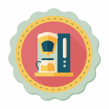 Kahve makinesi düz simgesi, uzun gölge, eps10