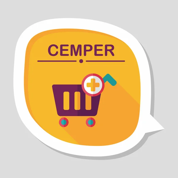 Carrello shopping flat icon with long shadow, eps10 — Vettoriale Stock