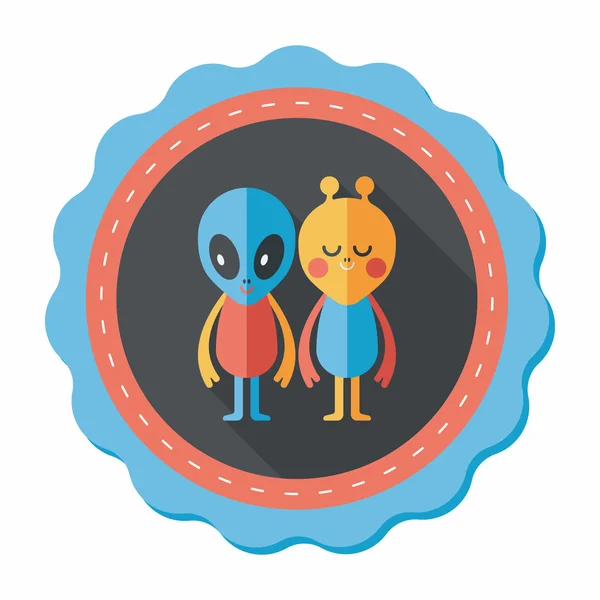 Espaço alienígena ícone de amizade plana com sombra longa, eps10 — Vetor de Stock