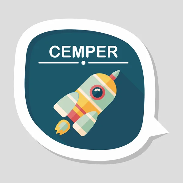 Space rocket flat icon with long shadow, eps10 — стоковый вектор