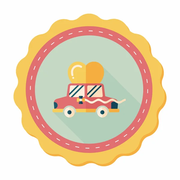 Icono plano de coche de boda con sombra larga, eps10 — Vector de stock