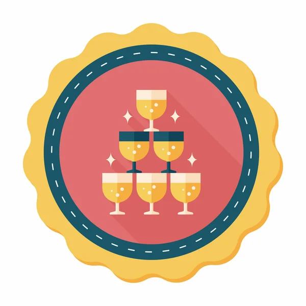 Champagne de mariage icône plate avec ombre longue, eps10 — Image vectorielle