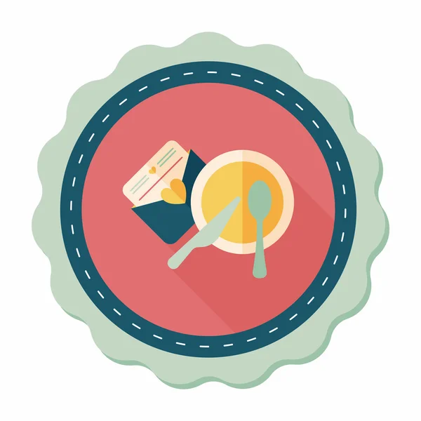 Invitation de mariage et vaisselle icône plate avec ombre longue, eps10 — Image vectorielle