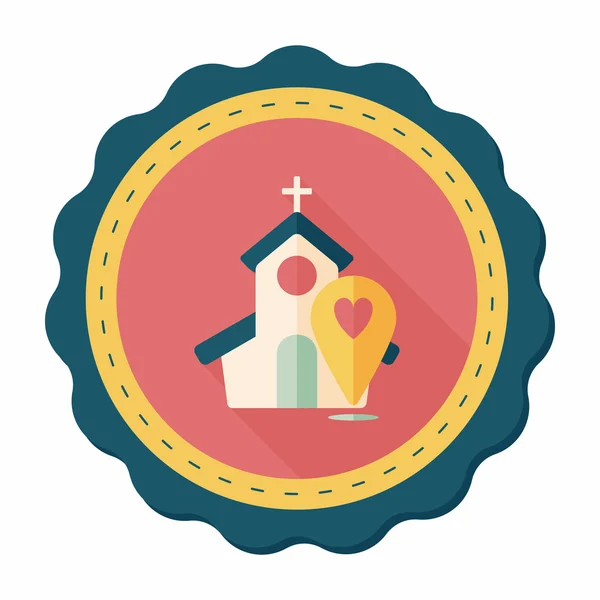 Iglesia de la boda icono plano con sombra larga, eps10 — Vector de stock