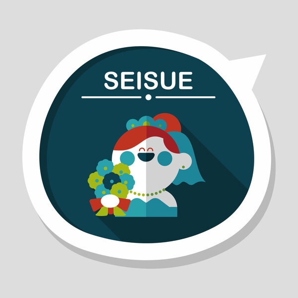 wedding bride flat icon with long shadow,eps10