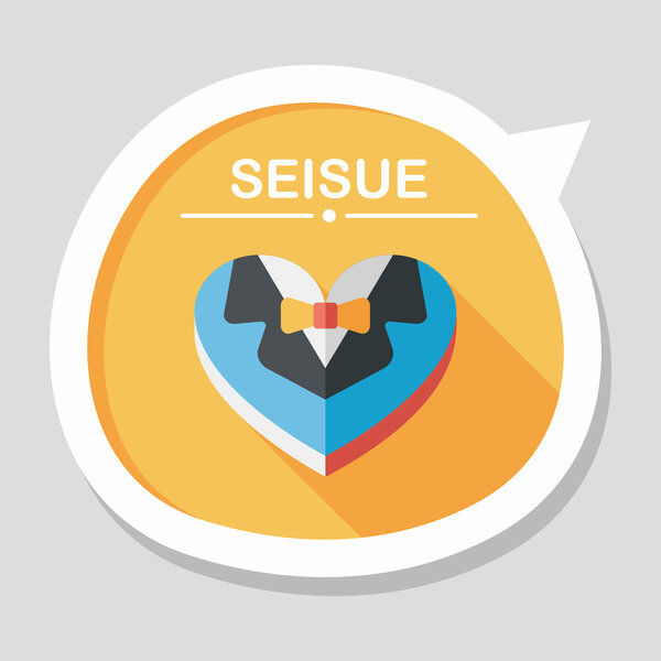 wedding groom suit shaped box of cookies flat icon with long sha