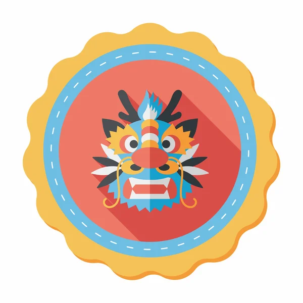 Ano Novo Chinês ícone plano com sombra longa, eps10, O dragão e — Vetor de Stock
