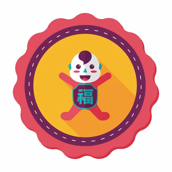 Chinese New Year flat icon with long shadow,eps10, Maitreya doll — Stock Vector