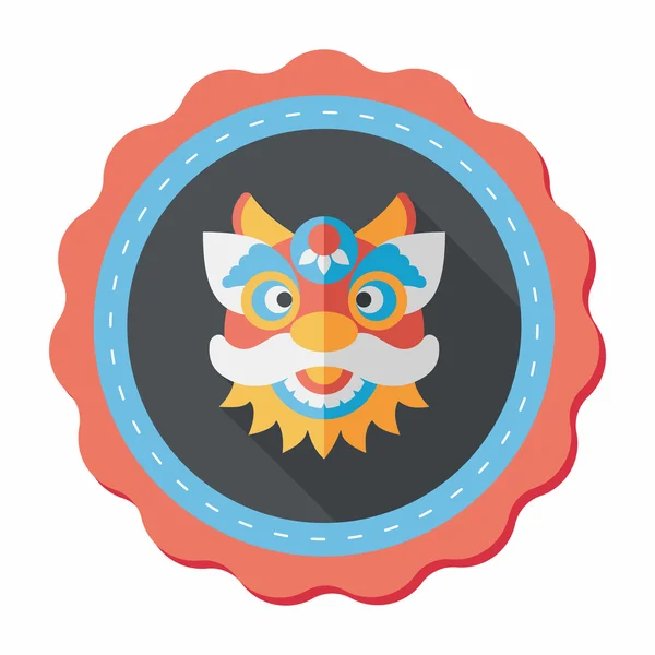 Nouvel An chinois icône plate avec ombre longue, eps10, Le dragon et — Image vectorielle