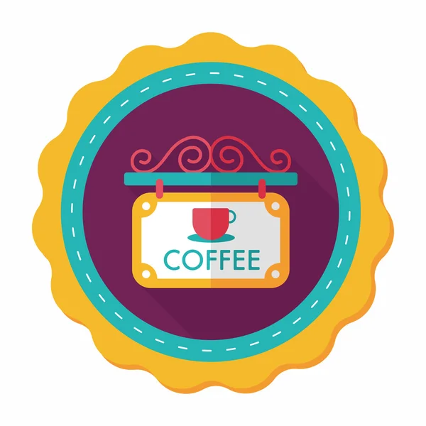 Coffee shop signs flat icon with long shadow,eps10 — Stock Vector