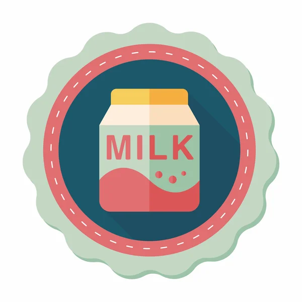 Melk platte pakketpictogram met lange schaduw, eps10 — Stockvector