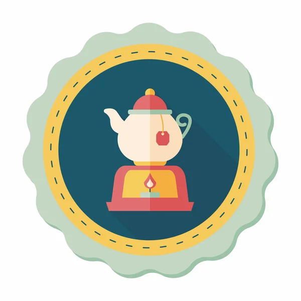 Pote de chá ícone plano com sombra longa, eps10 — Vetor de Stock