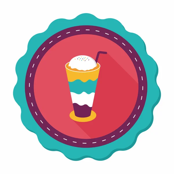 Ghiaccio galleggiante icona del caffè piatto con lunga ombra, eps10 — Vettoriale Stock