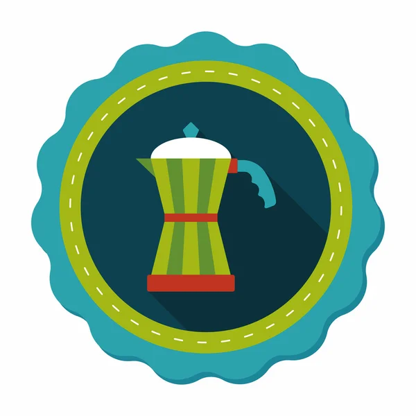 Koffie waterkoker platte pictogram met lange schaduw, eps10 — Stockvector