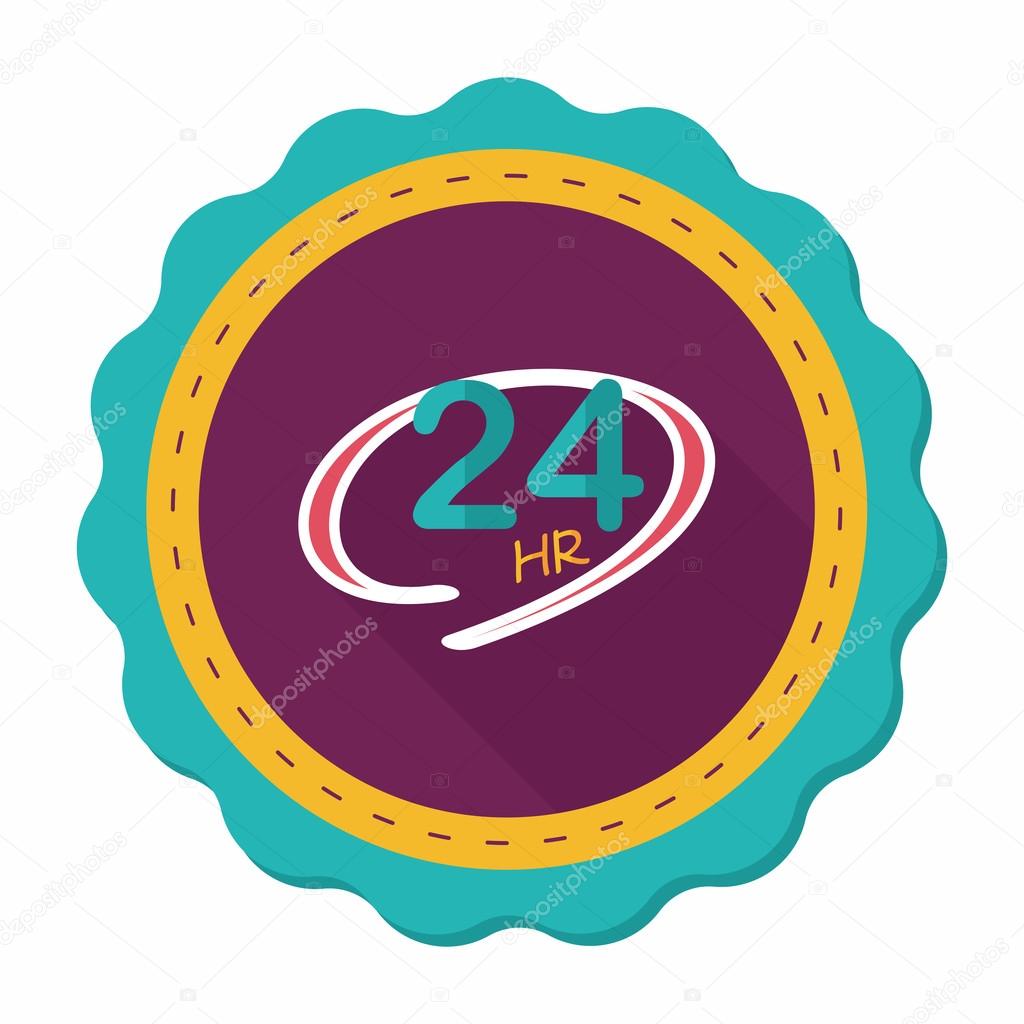 24 hours shop open flat icon with long shadow,eps10