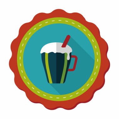 sıcak süt krem kahve düz simgesi ile uzun gölge, eps10