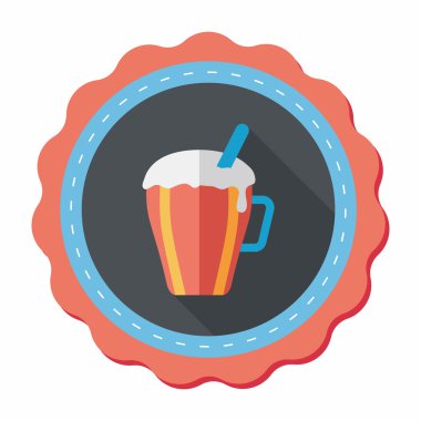 sıcak süt krem kahve düz simgesi ile uzun gölge, eps10