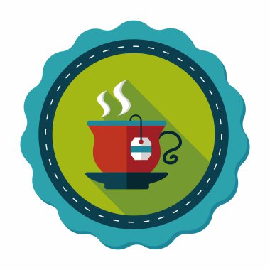 sıcak çay uzun gölge, eps10 düz simgesiyle