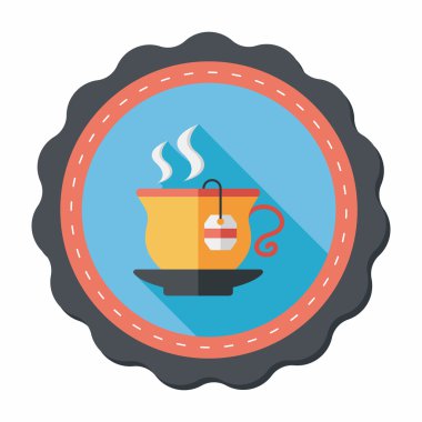 sıcak çay uzun gölge, eps10 düz simgesiyle