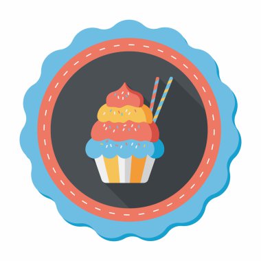 cupcake düz simgesi ile uzun gölge, eps10