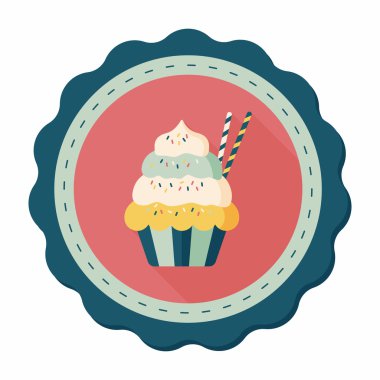 cupcake düz simgesi ile uzun gölge, eps10