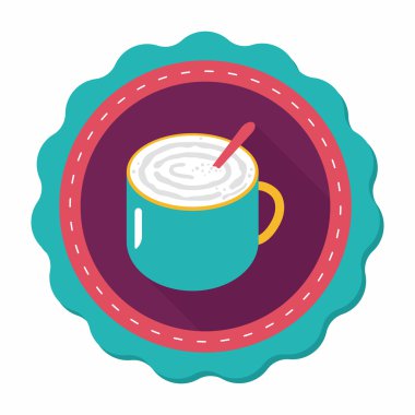 kahve latte sanat düz simgesiyle uzun gölge, eps10