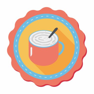 kahve latte sanat düz simgesiyle uzun gölge, eps10