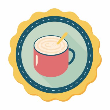 kahve latte sanat düz simgesiyle uzun gölge, eps10