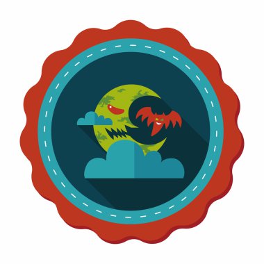 Cadılar Bayramı ay düz simgesi ile uzun gölge, eps10