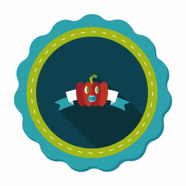 Halloween Parti bayrağı simgesi ile uzun gölge, eps10 daire