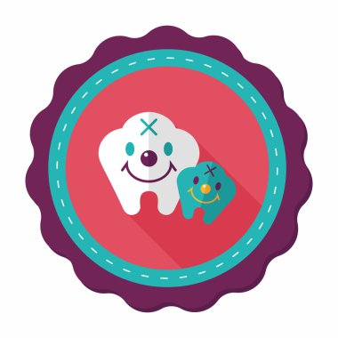 Diş düz stil ikonu ile uzun gölge, eps10