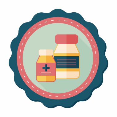 Tıbbi şişe uzun gölge, eps10 düz simgesiyle