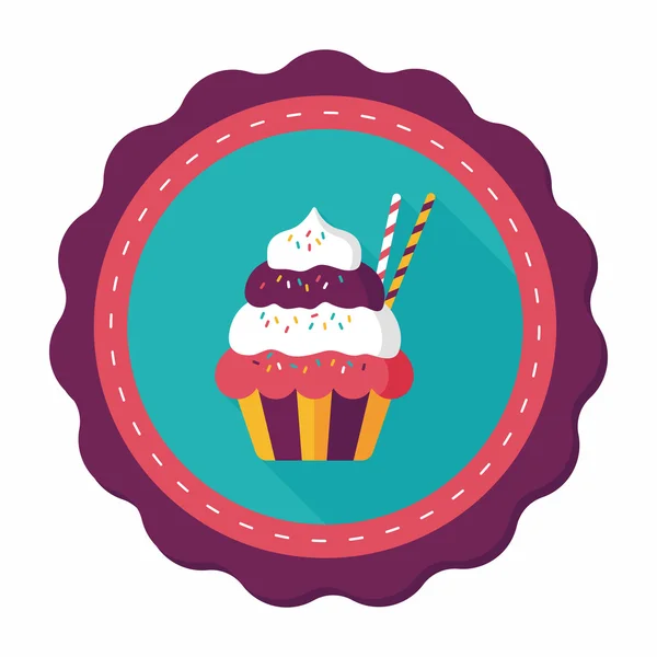 Cupcake platte pictogram met lange schaduw, eps10 — Stockvector