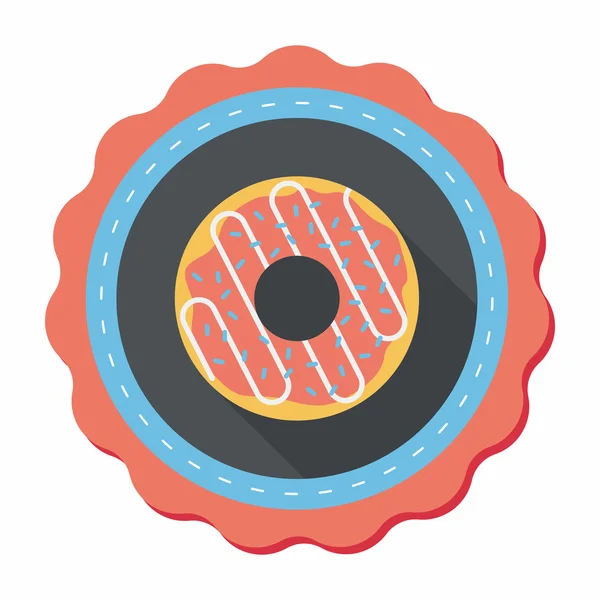 Donut flache Ikone mit langem Schatten, Eps10 — Stockvektor