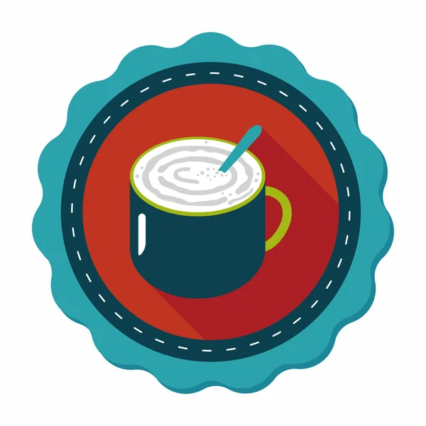 Koffie latte art platte pictogram met lange schaduw, eps10 — Stockvector