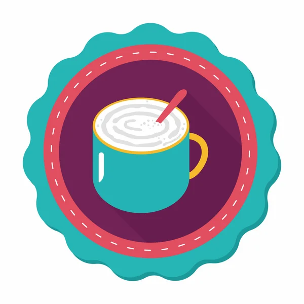 Kahve latte sanat düz simgesiyle uzun gölge, eps10 — Stok Vektör