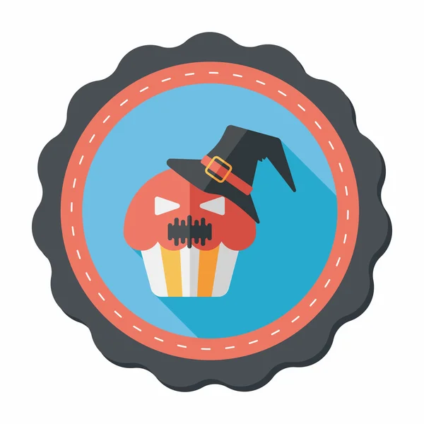 Halloween cupcakes szellem sík ikonnal a hosszú árnyék, eps10 — Stock Vector