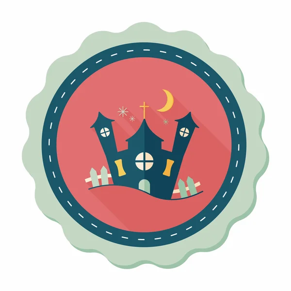 Halloween house flat icon with long shadow, eps10 — стоковый вектор