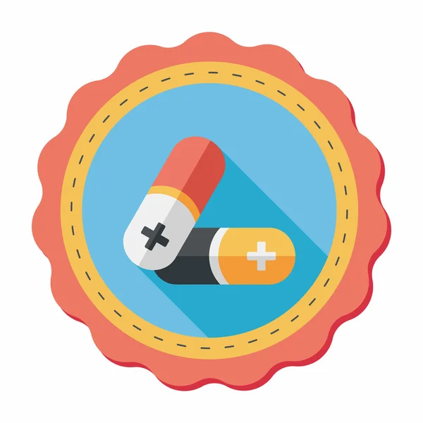 Pills flat icon with long shadow, eps10 — стоковый вектор