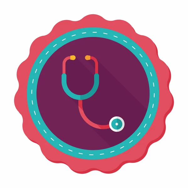 Stethoscope flat icon with long shadow,eps10 — Stock Vector