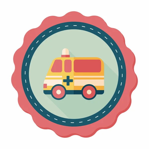 Ambulance car flat icon with long shadow,eps10 — Stock Vector