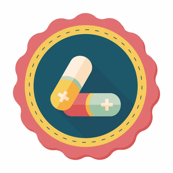 Pills flat icon with long shadow,eps10 — Stock Vector